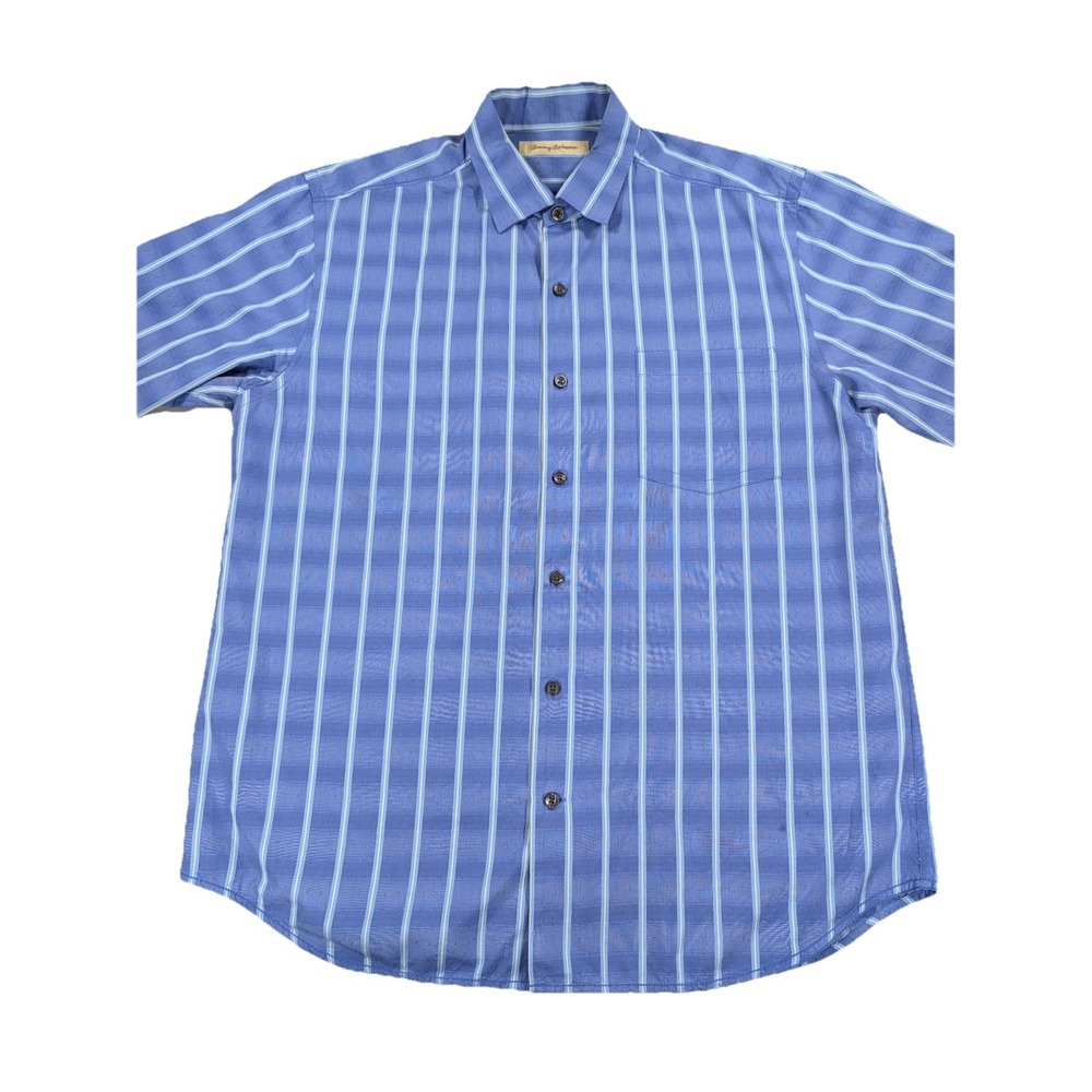 Tommy Bahama Shirt Mens Large Blue Striped Cotton Silk Long Sleeve Button - Picture 3 of 12